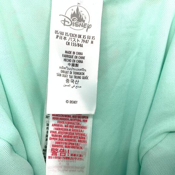 Disney Mickey & Minnie Twist Front One Piece Swimsuit Sz XS Tropical Print Mint - Picture 5 of 6